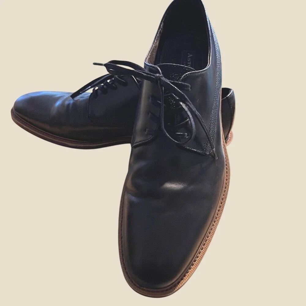 Aston Grey Adaydo Derby Dress Shoes Mens‎ 10 Black Leather Classic Groomsman
